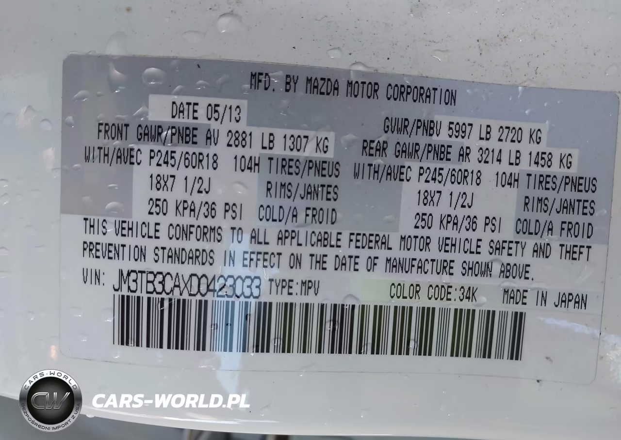 2013 Mazda Cx-9 Touring VIN:JM3TB3CAXD0423033 - 9