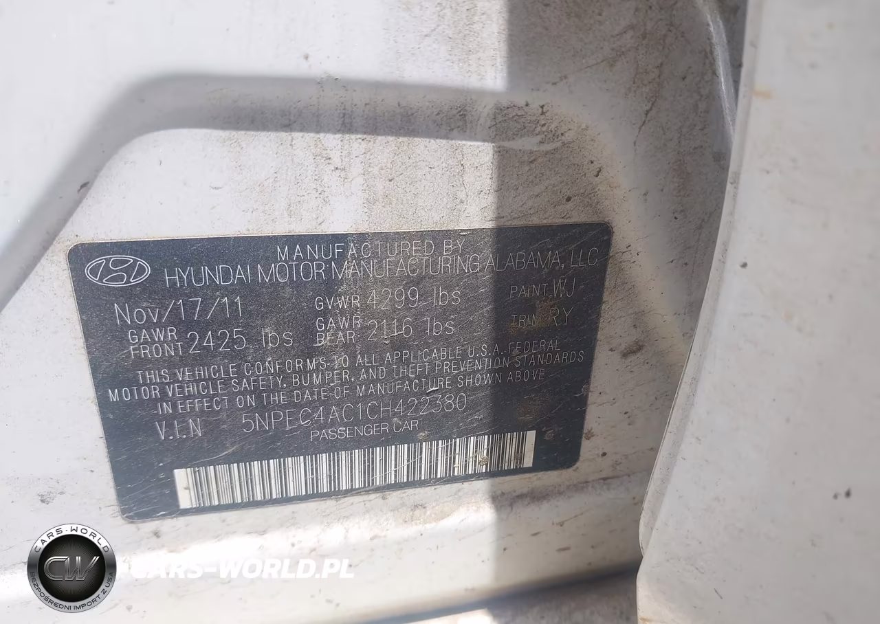 2012 Hyundai Sonata Se VIN:5NPEC4AC1CH422380 - 9