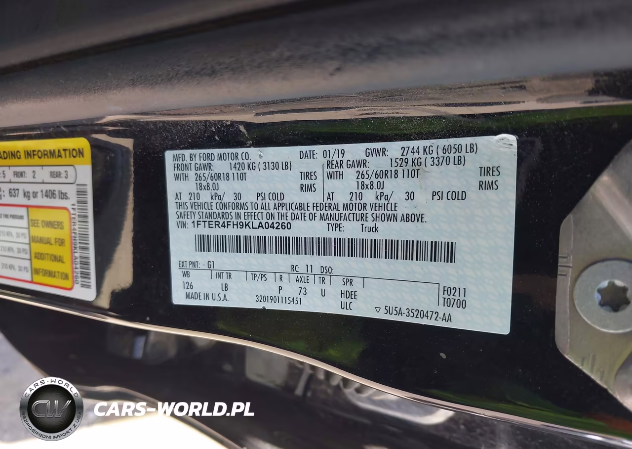 2019 Ford Ranger Xlt VIN:1FTER4FH9KLA04260 - 9