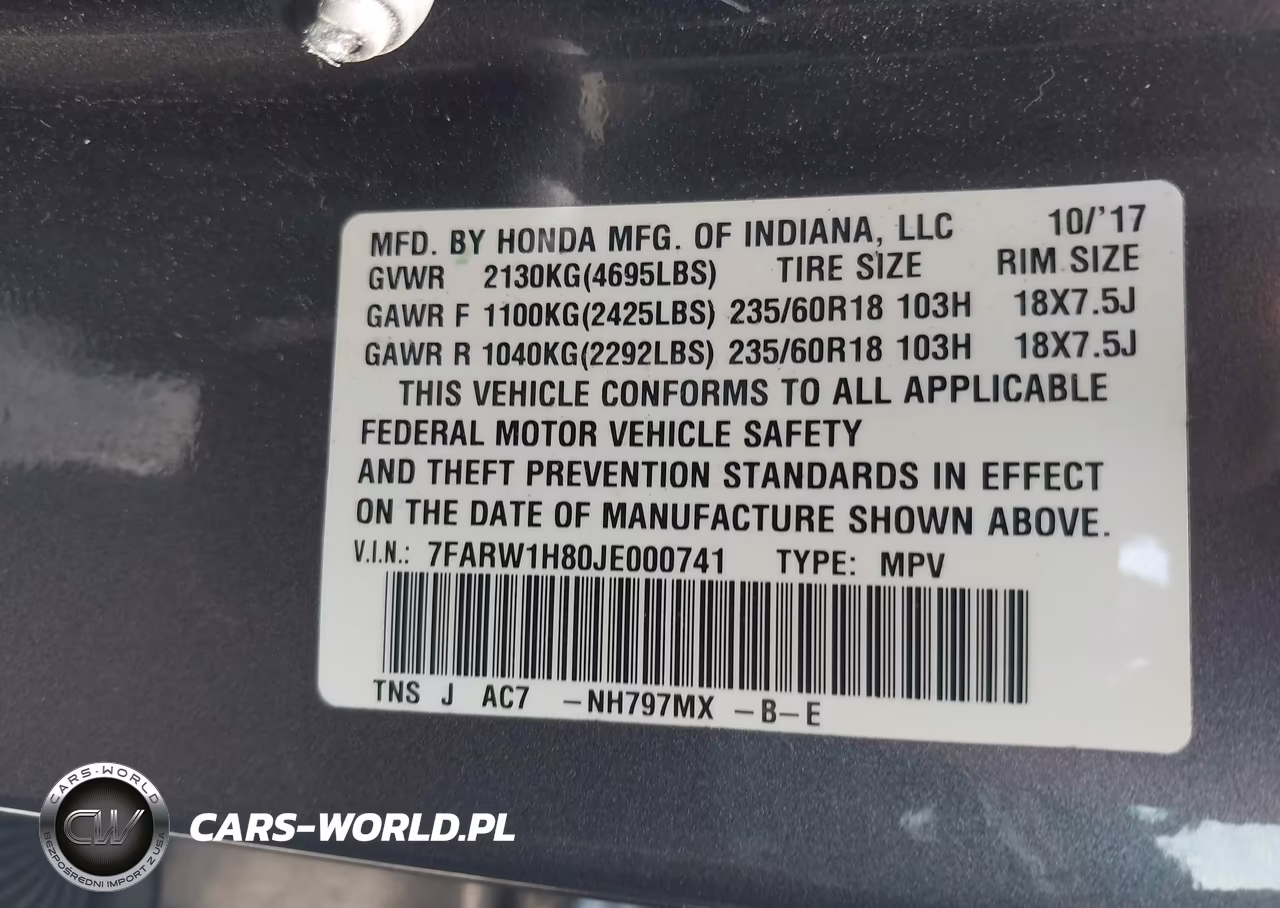 2018 Honda Cr-V Ex-L-Ex-L Navi VIN:7FARW1H80JE000741 - 9
