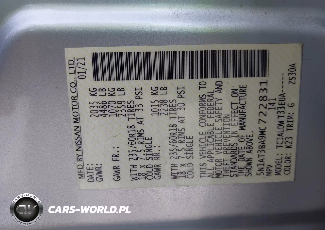 2021 Nissan Rogue Sv Fwd VIN:5N1AT3BA9MC722831 - 9