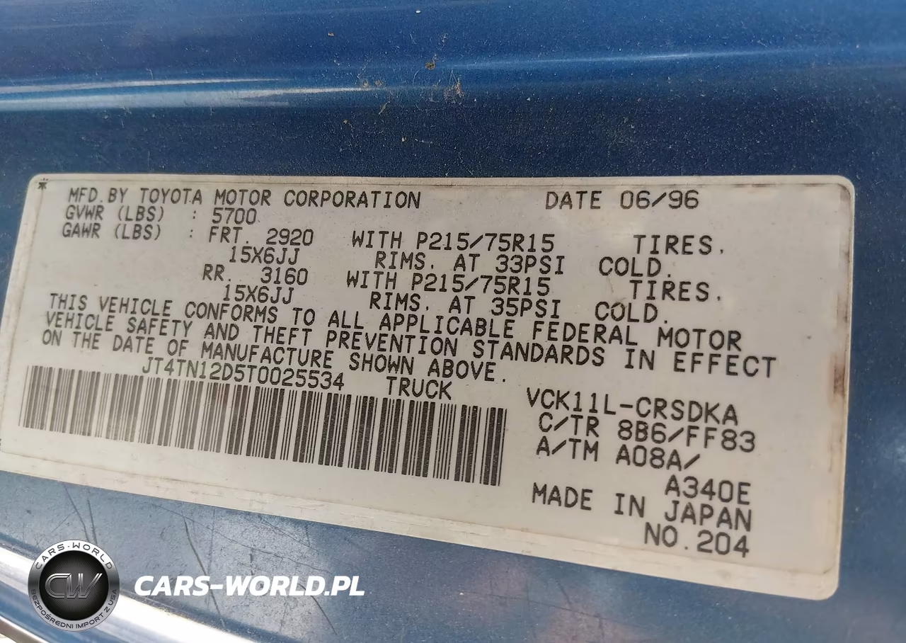 1996 Toyota T100 Xtracab VIN:JT4TN12D5T0025534 - 9