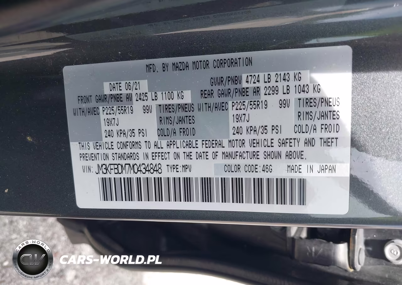 2021 Mazda Cx-5 Grand Touring VIN:JM3KFBDM7M0434848 - 9