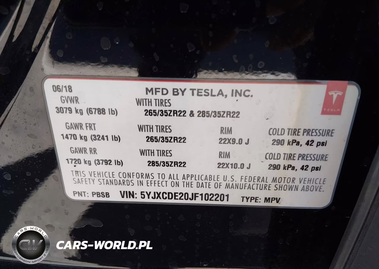 2018 Tesla Model X 100D-75D-P100D VIN:5YJXCDE20JF102201 - 9
