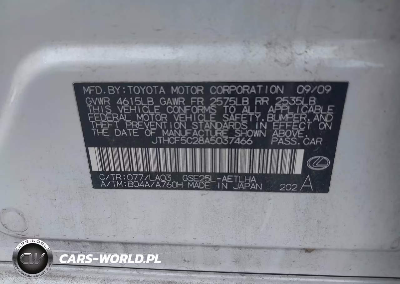2010 Lexus Is 250 VIN:JTHCF5C28A5037466 - 9
