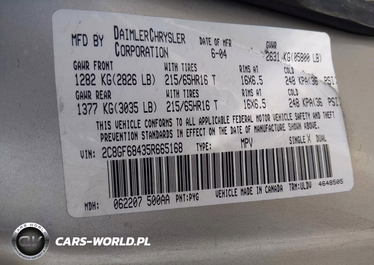 2005 Chrysler Pacifica Touring VIN:2C8GF68435R665168 - 9