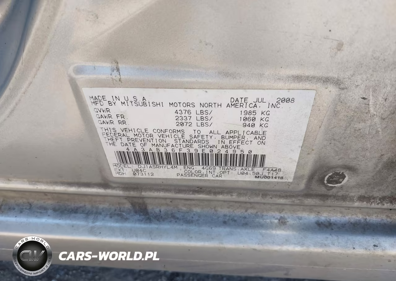 2009 Mitsubishi Galant Es-Sport Edition VIN:4A3AB36F39E024950 - 9