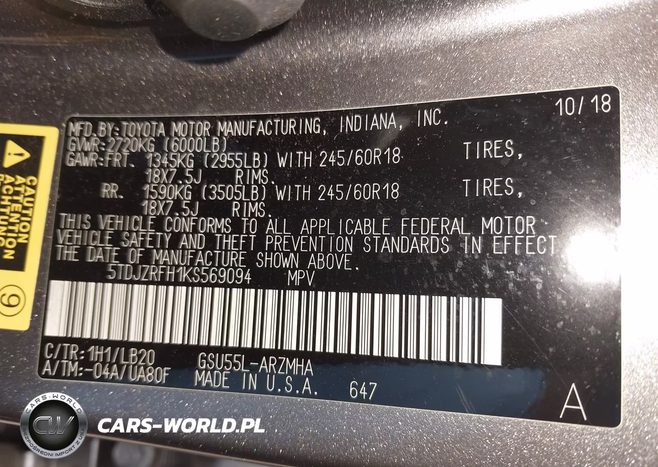 2019 Toyota Highlander Xle VIN:5TDJZRFH1KS569094 - 9