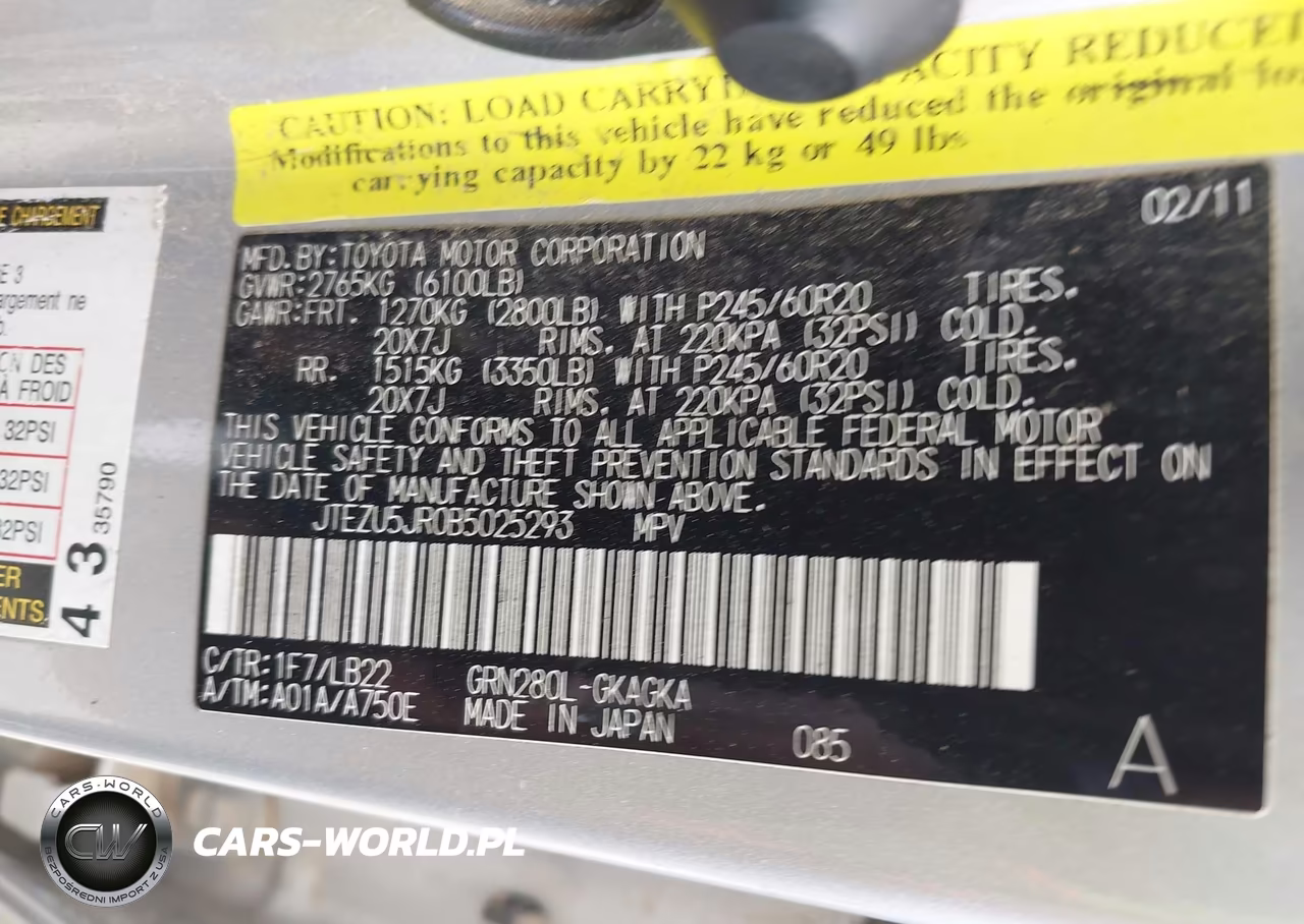 2011 Toyota 4Runner Limited V6 VIN:JTEZU5JR0B5025293 - 9