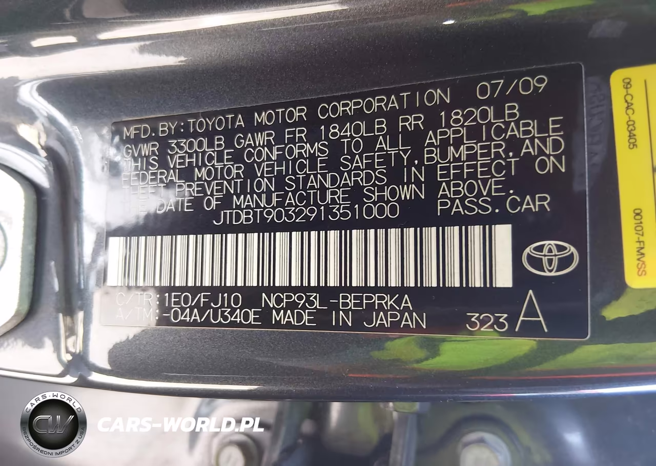 2009 Toyota Yaris VIN:JTDBT903291351000 - 9