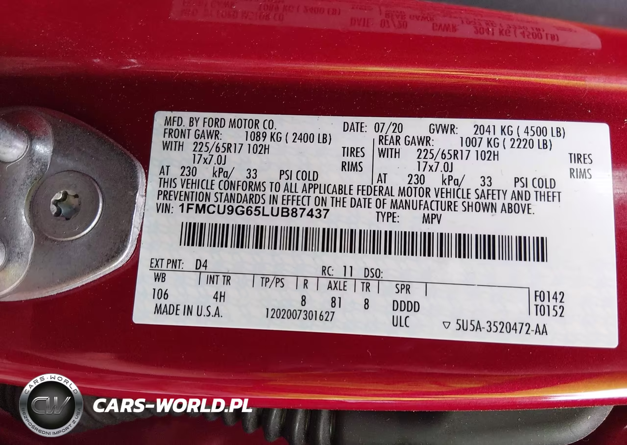 2020 Ford Escape Se VIN:1FMCU9G65LUB87437 - 9