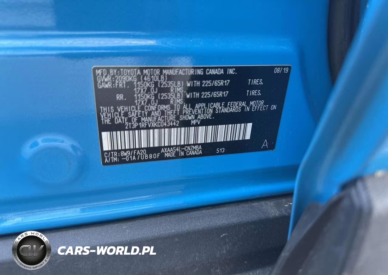 2019 Toyota Rav4 Xle VIN:2T3P1RFVXKC043442 - 9