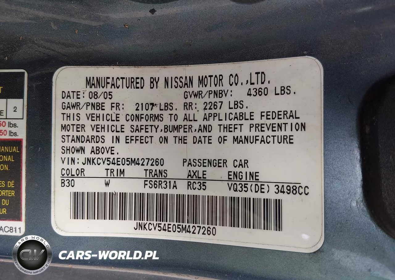 2005 Infiniti G35 VIN:JNKCV54E05M427260 - 9