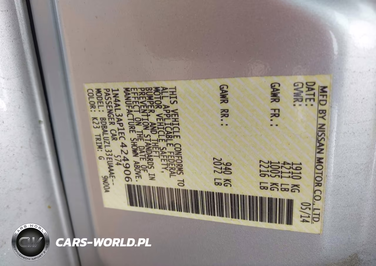 2014 Nissan Altima 2.5 Sv VIN:1N4AL3AP1EC424906 - 9
