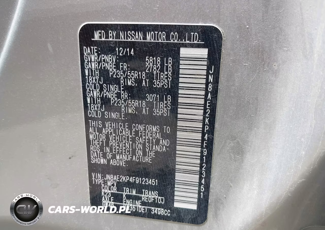 2015 Nissan Quest Sl VIN:JN8AE2KP4F9123451 - 9