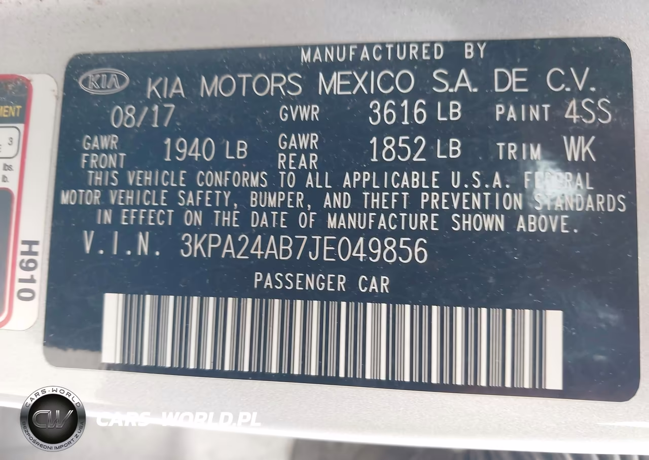 2018 Kia Rio Lx VIN:3KPA24AB7JE049856 - 9