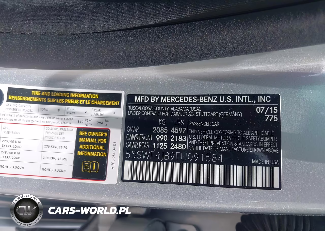 2015 Mercedes-Benz C 300 Sport VIN:55SWF4JB9FU091584 - 9
