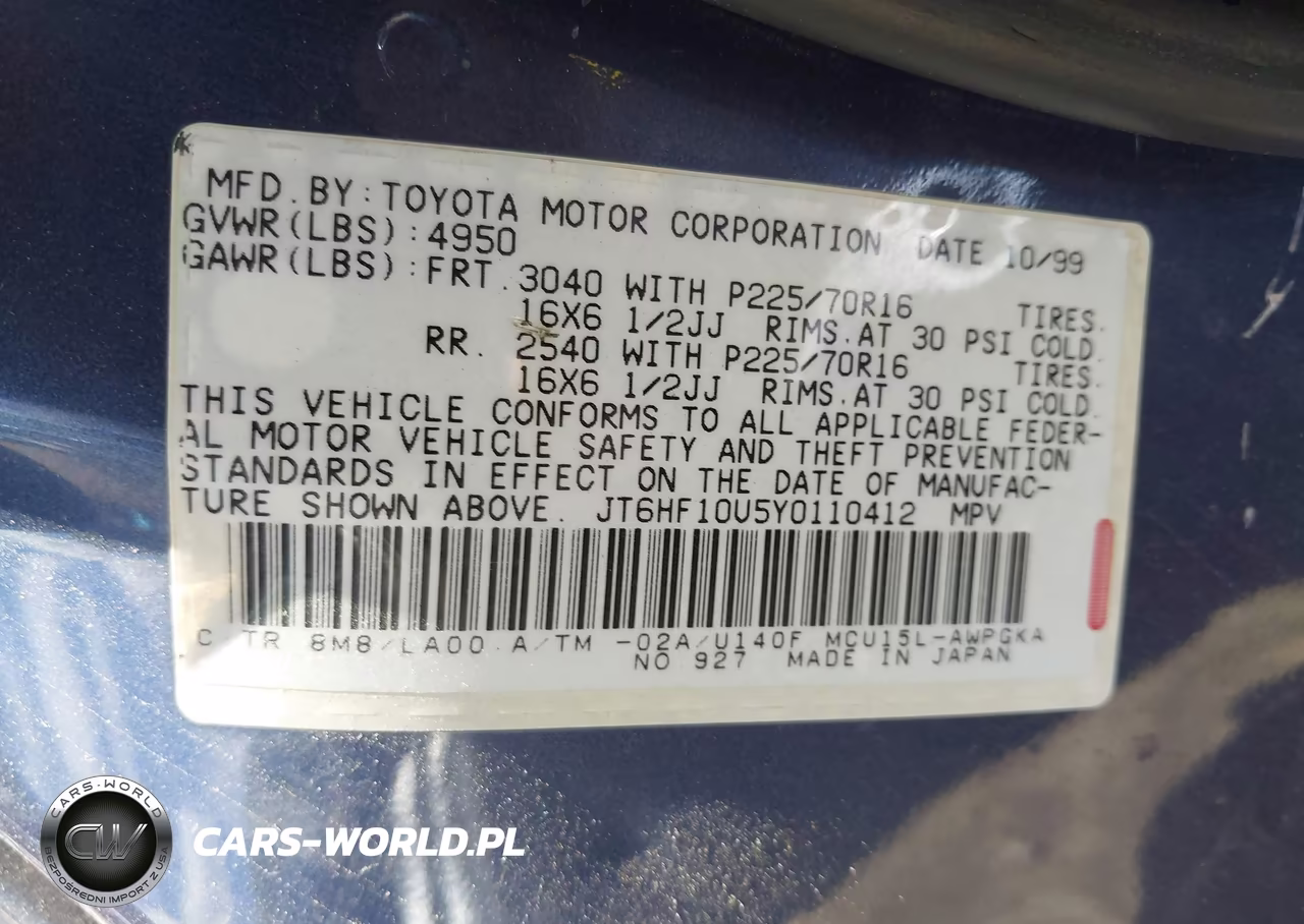 2000 Lexus Rx 300 VIN:JT6HF10U5Y0110412 - 9