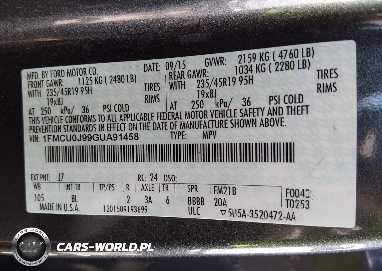 2016 Ford Escape Titanium VIN:1FMCU0J99GUA91458 - 9