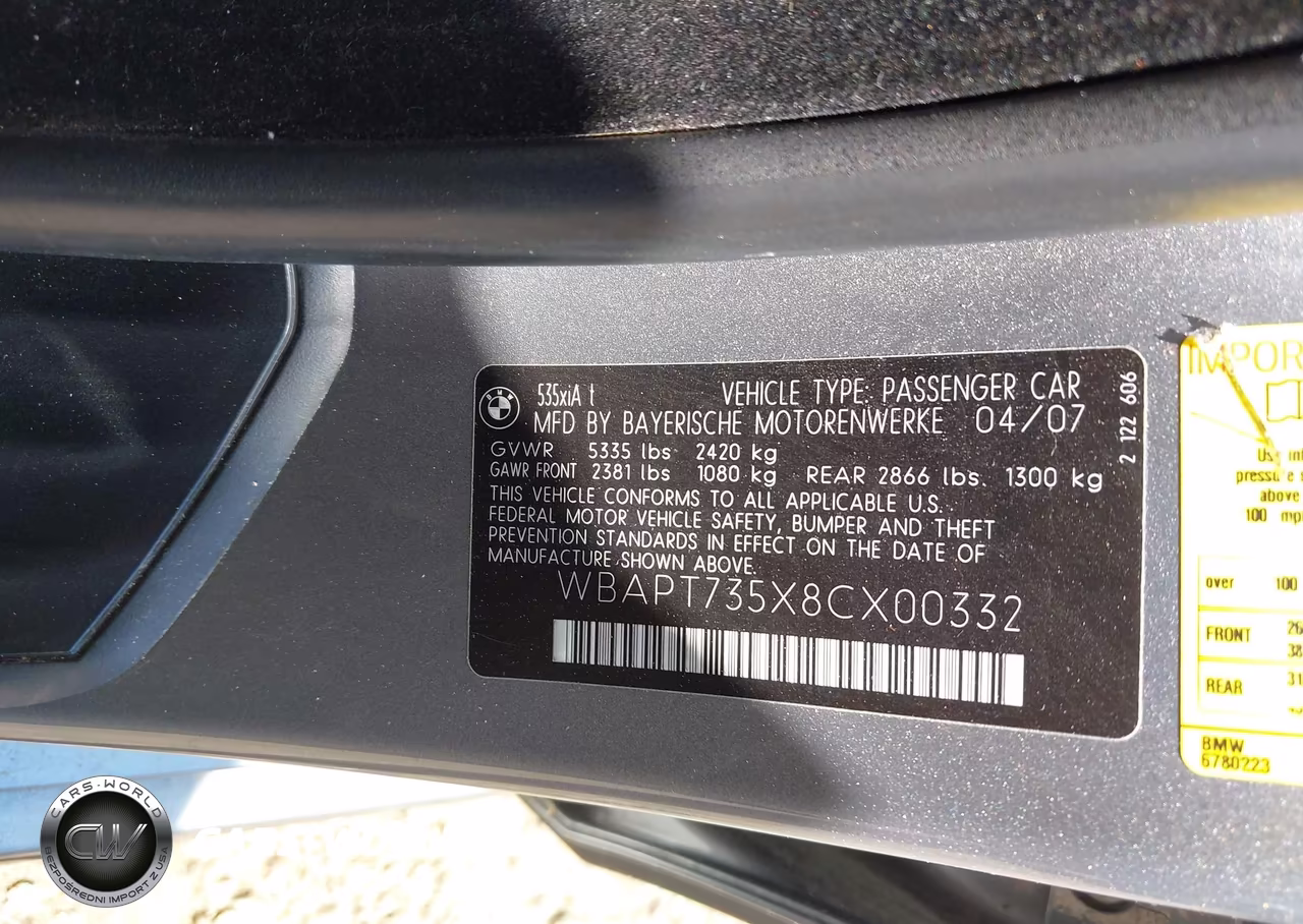 2008 BMW 535Xi VIN:WBAPT735X8CX00332 - 9