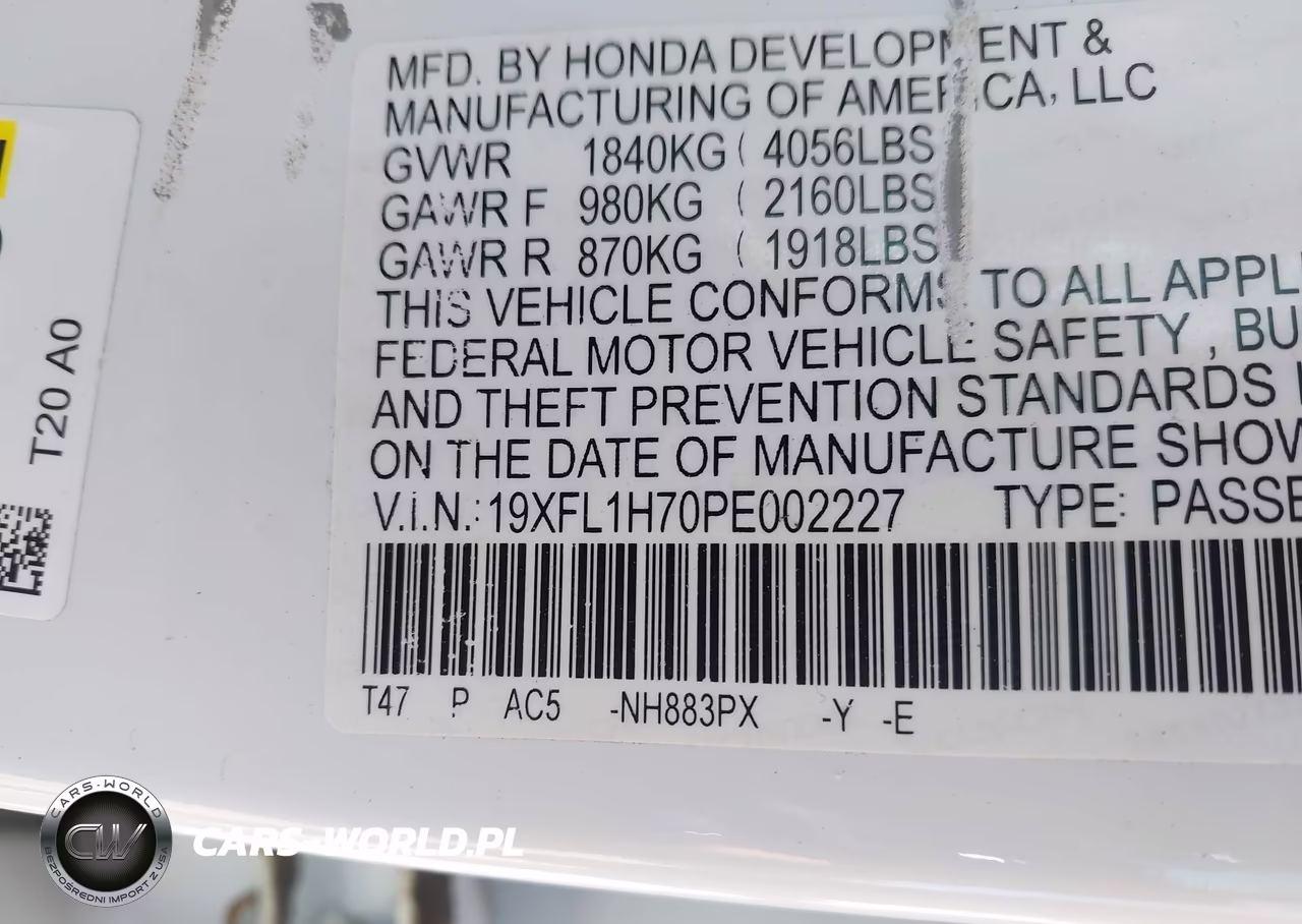 2023 Honda Civic Ex-L -Ex-L W-O Bsi VIN:19XFL1H70PE002227 - 9