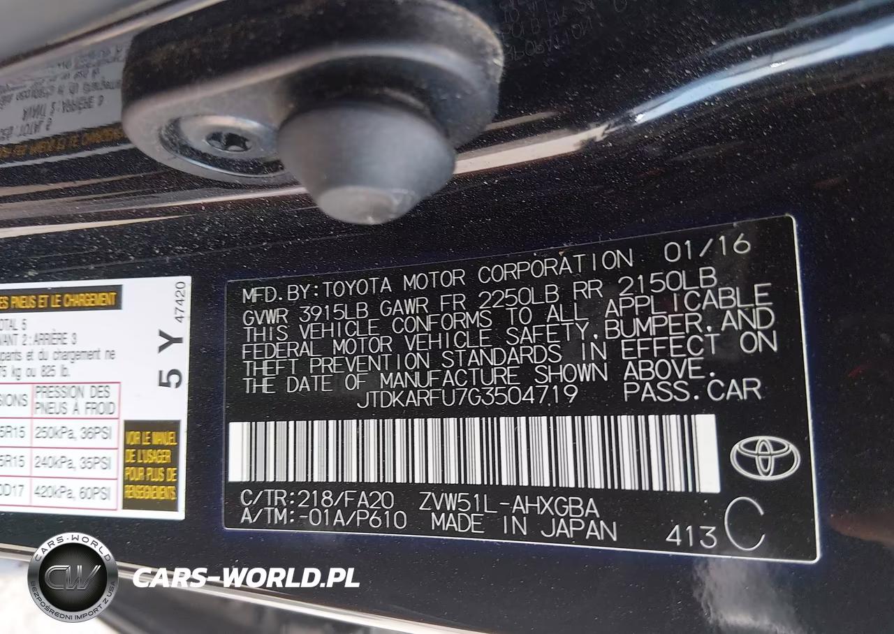 2016 Toyota Prius Three VIN:JTDKARFU7G3504719 - 9