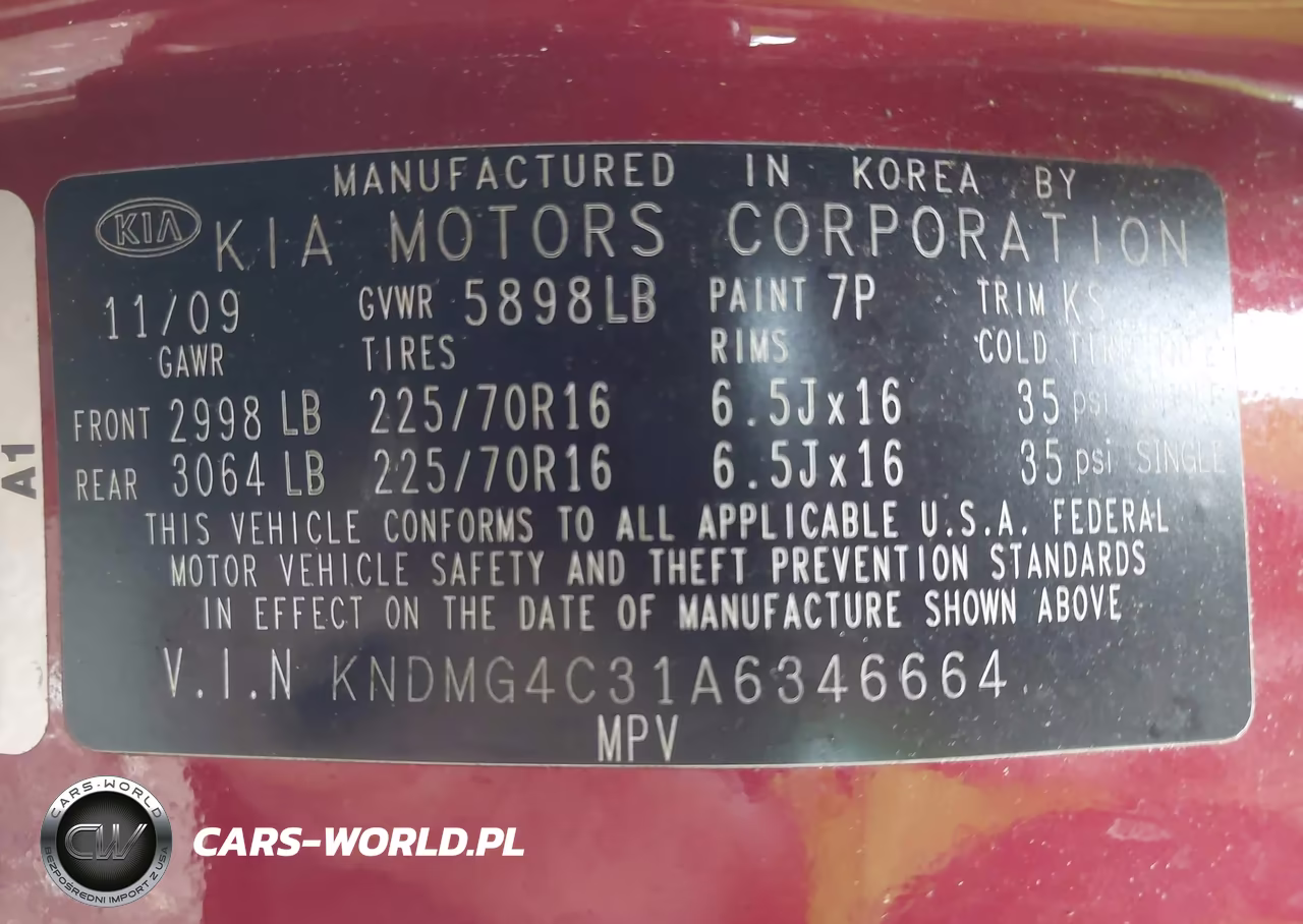 2010 Kia Sedona Lx VIN:KNDMG4C31A6346664 - 9