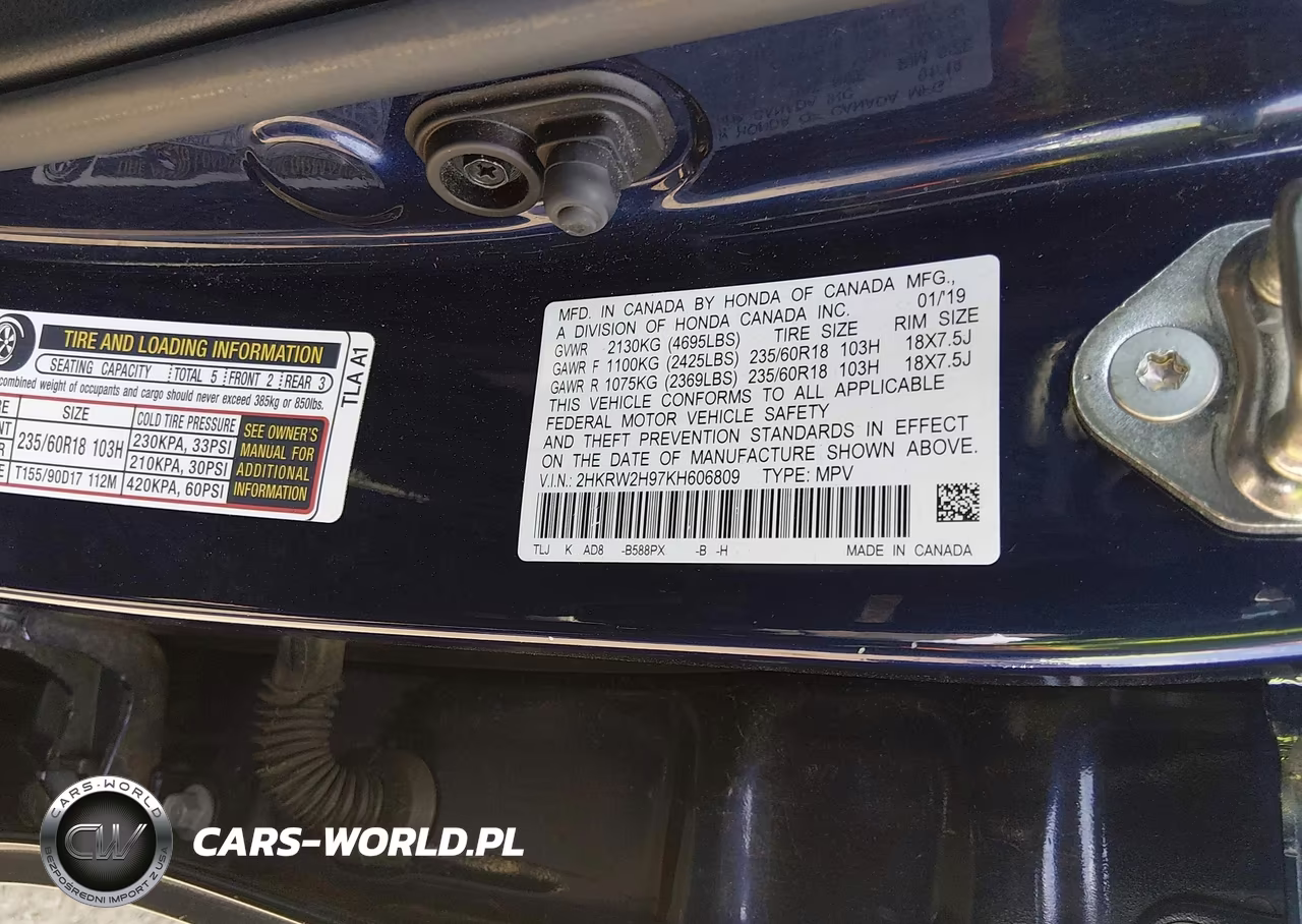 2019 Honda Cr-V Touring VIN:2HKRW2H97KH606809 - 9