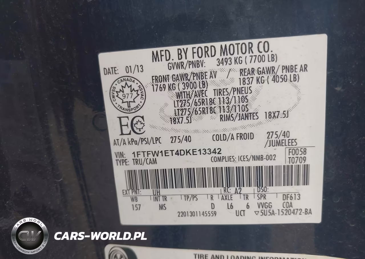 2013 Ford F-150 Xlt VIN:1FTFW1ET4DKE13342 - 9