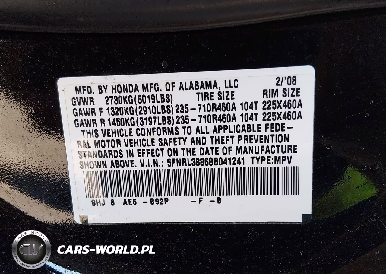 2008 Honda Odyssey Touring VIN:5FNRL38868B041241 - 9