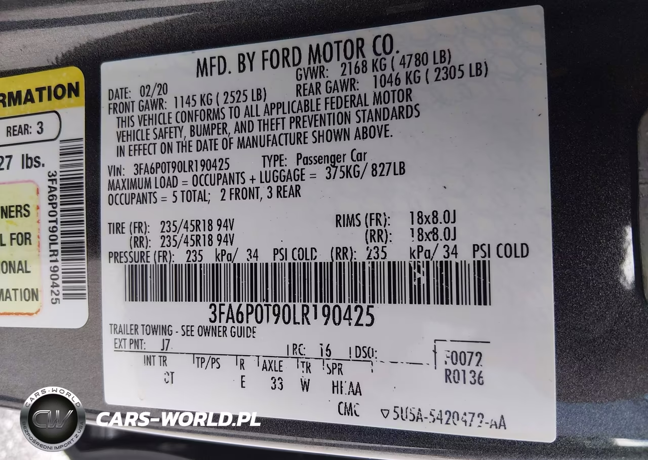 2020 Ford Fusion Se VIN:3FA6P0T90LR190425 - 9
