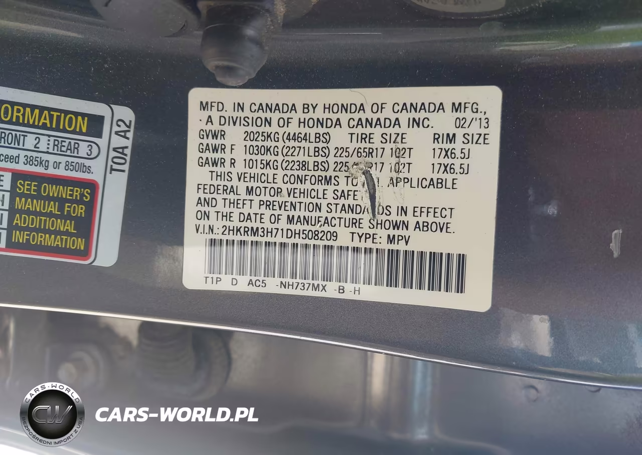 2013 Honda Cr-V Ex-L VIN:2HKRM3H71DH508209 - 9