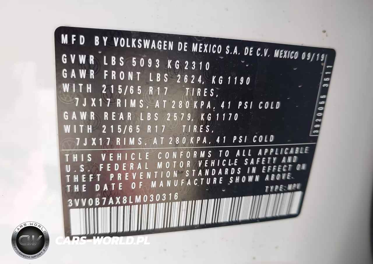 2020 Volkswagen Tiguan 2.0T S VIN:3VV0B7AX8LM030316 - 9