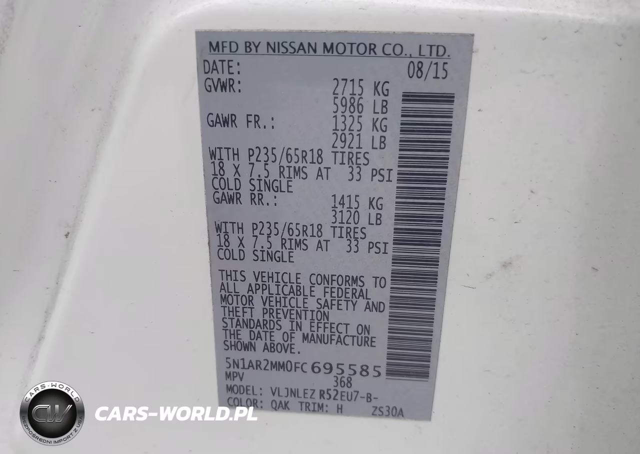 2015 Nissan Pathfinder Sv VIN:5N1AR2MM0FC695585 - 9