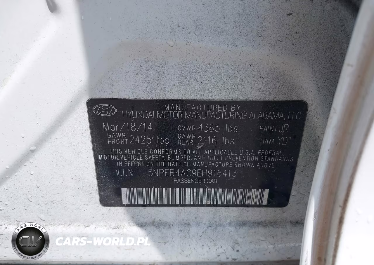 2014 Hyundai Sonata Gls VIN:5NPEB4AC9EH916413 - 9