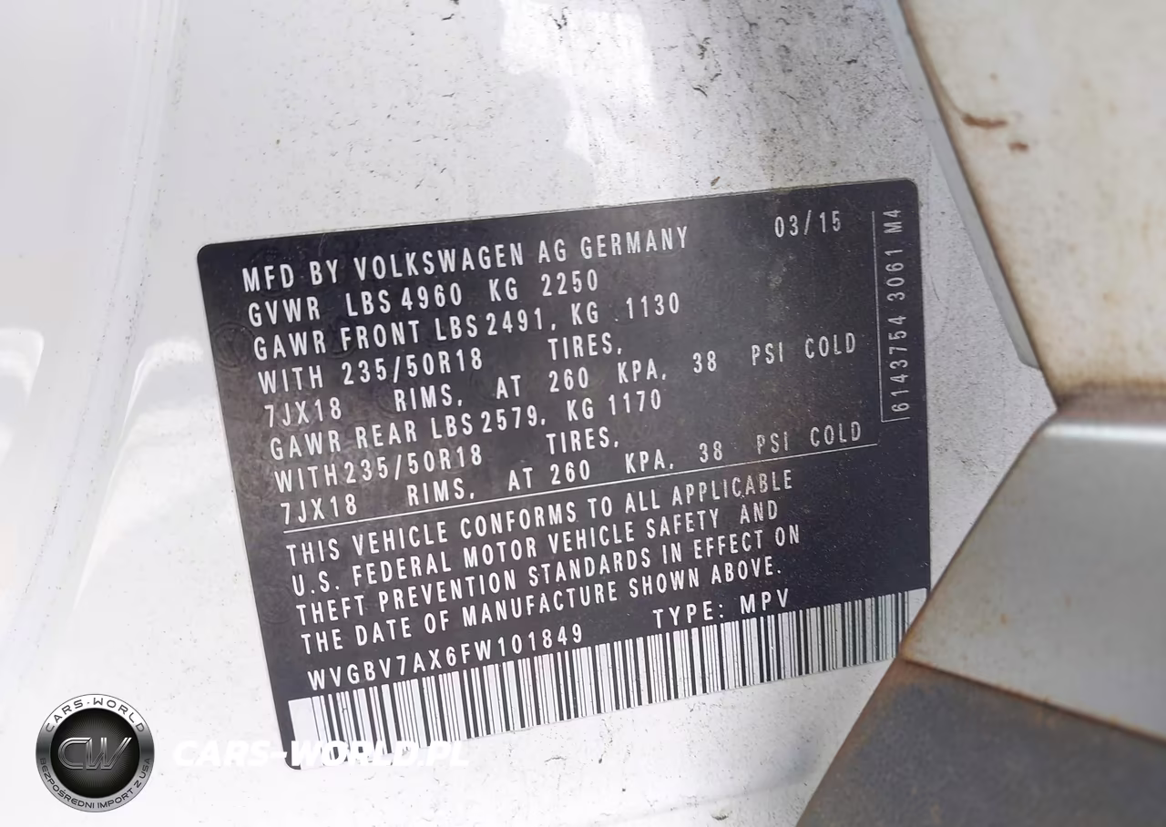 2015 Volkswagen Tiguan Sel VIN:WVGBV7AX6FW101849 - 9