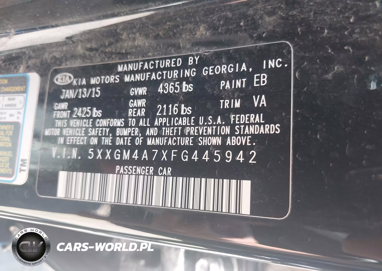 2015 Kia Optima Lx VIN:5XXGM4A7XFG445942 - 9
