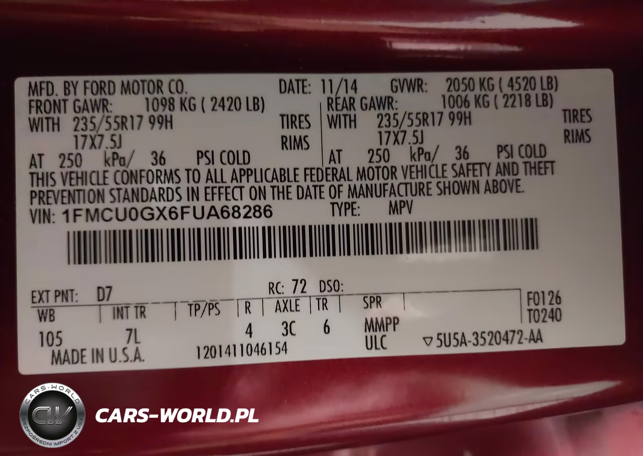 2015 Ford Escape Se VIN:1FMCU0GX6FUA68286 - 9