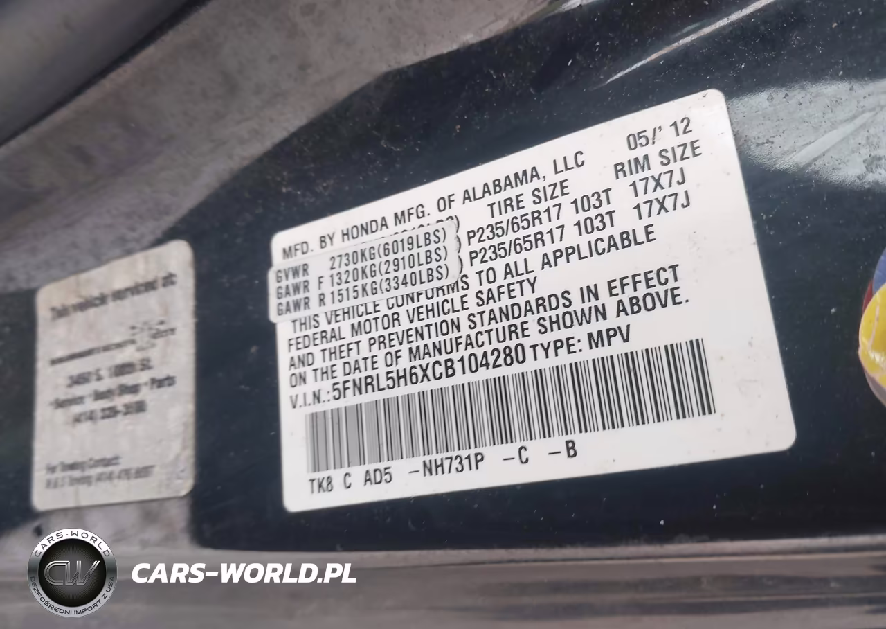 2012 Honda Odyssey Ex-L VIN:5FNRL5H6XCB104280 - 9