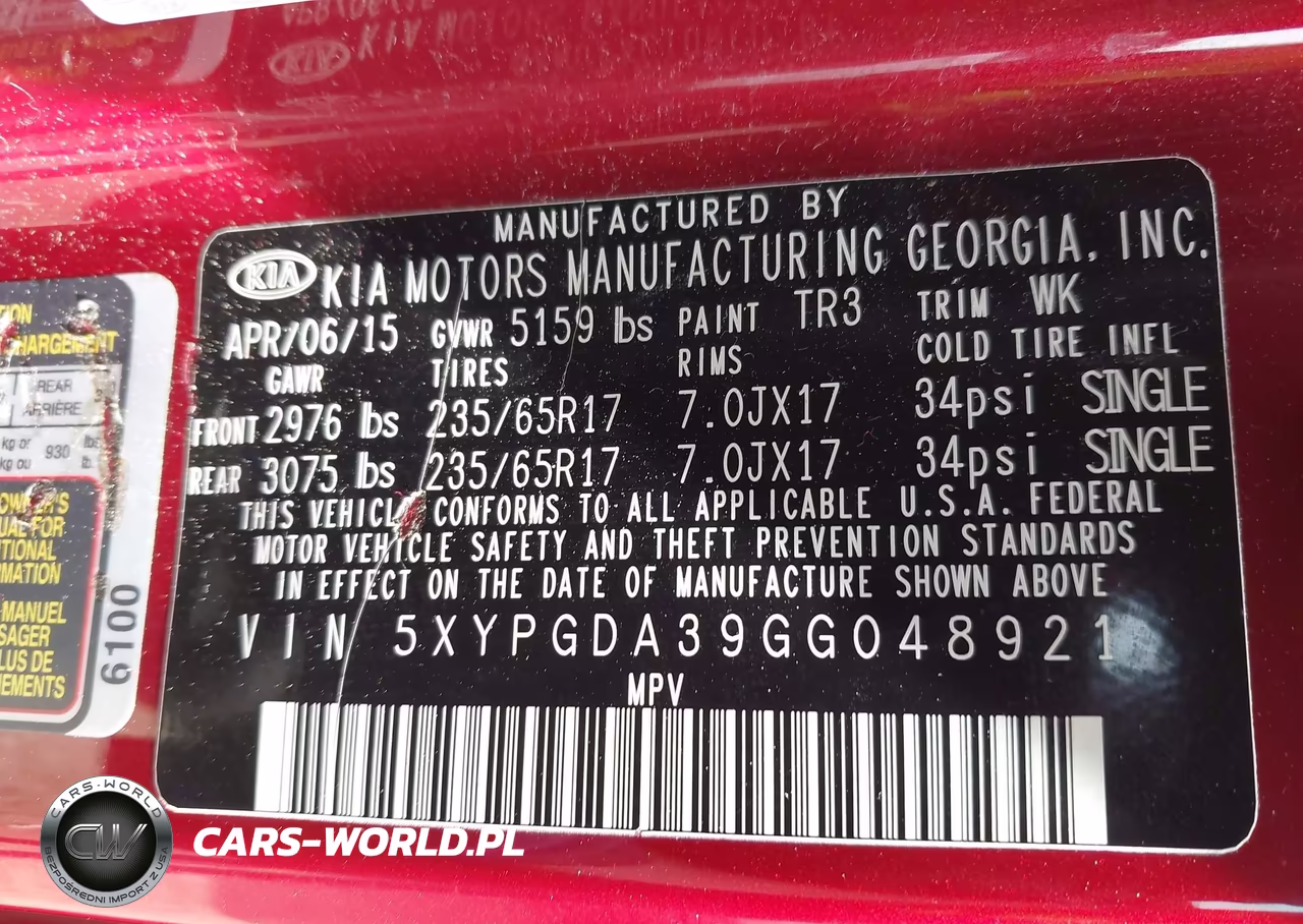 2016 Kia Sorento 2.4L Lx VIN:5XYPGDA39GG048921 - 9