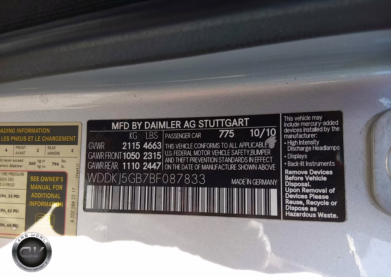 2011 Mercedes-Benz E 350 VIN:WDDKJ5GB7BF087833 - 9