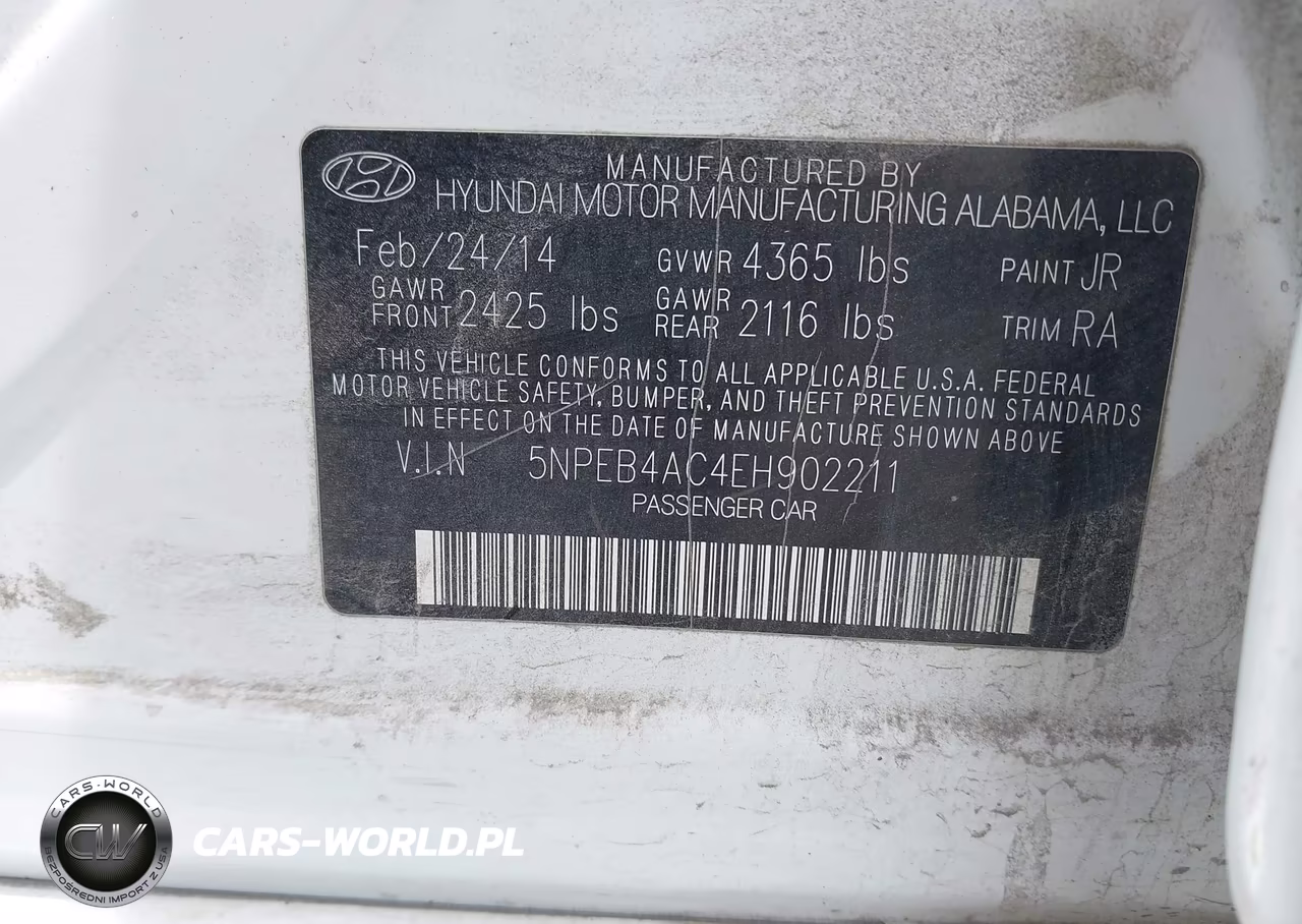 2014 Hyundai Sonata Gls VIN:5NPEB4AC4EH902211 - 9
