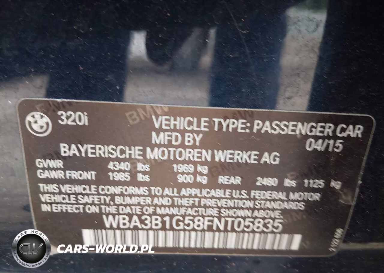 2015 BMW 320I VIN:WBA3B1G58FNT05835 - 9