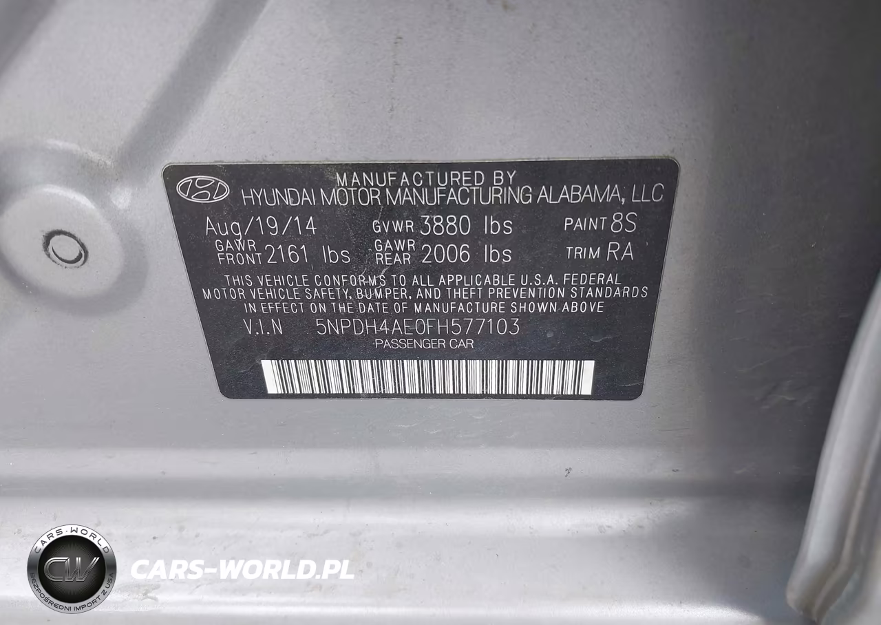 2015 Hyundai Elantra Se VIN:5NPDH4AE0FH577103 - 9