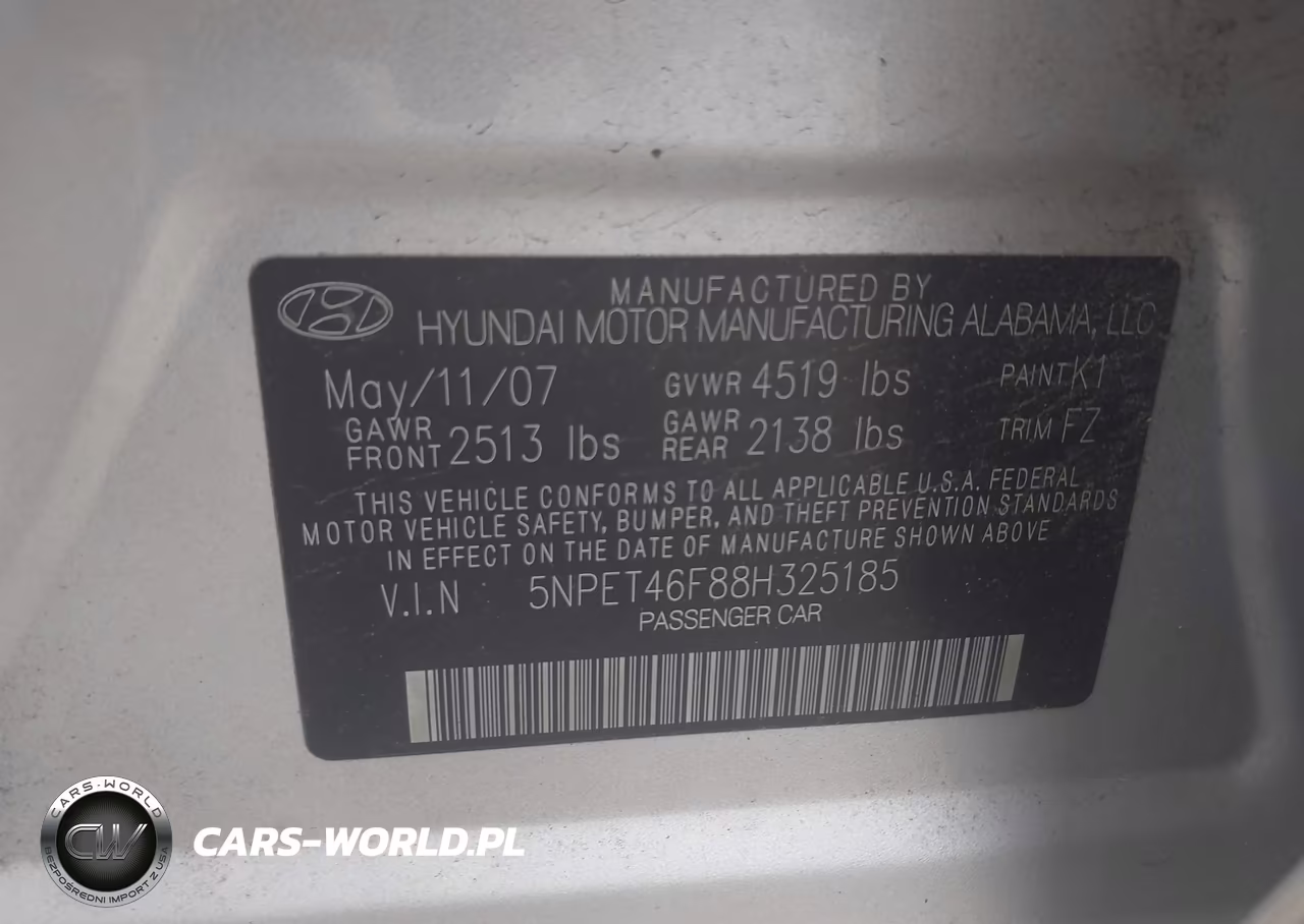 2008 Hyundai Sonata Gls V6 VIN:5NPET46F88H325185 - 9