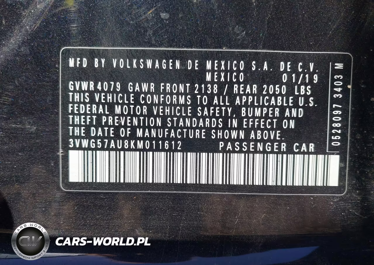 2019 Volkswagen Golf 1.4T S-1.4T Se VIN:3VWG57AU8KM011612 - 9