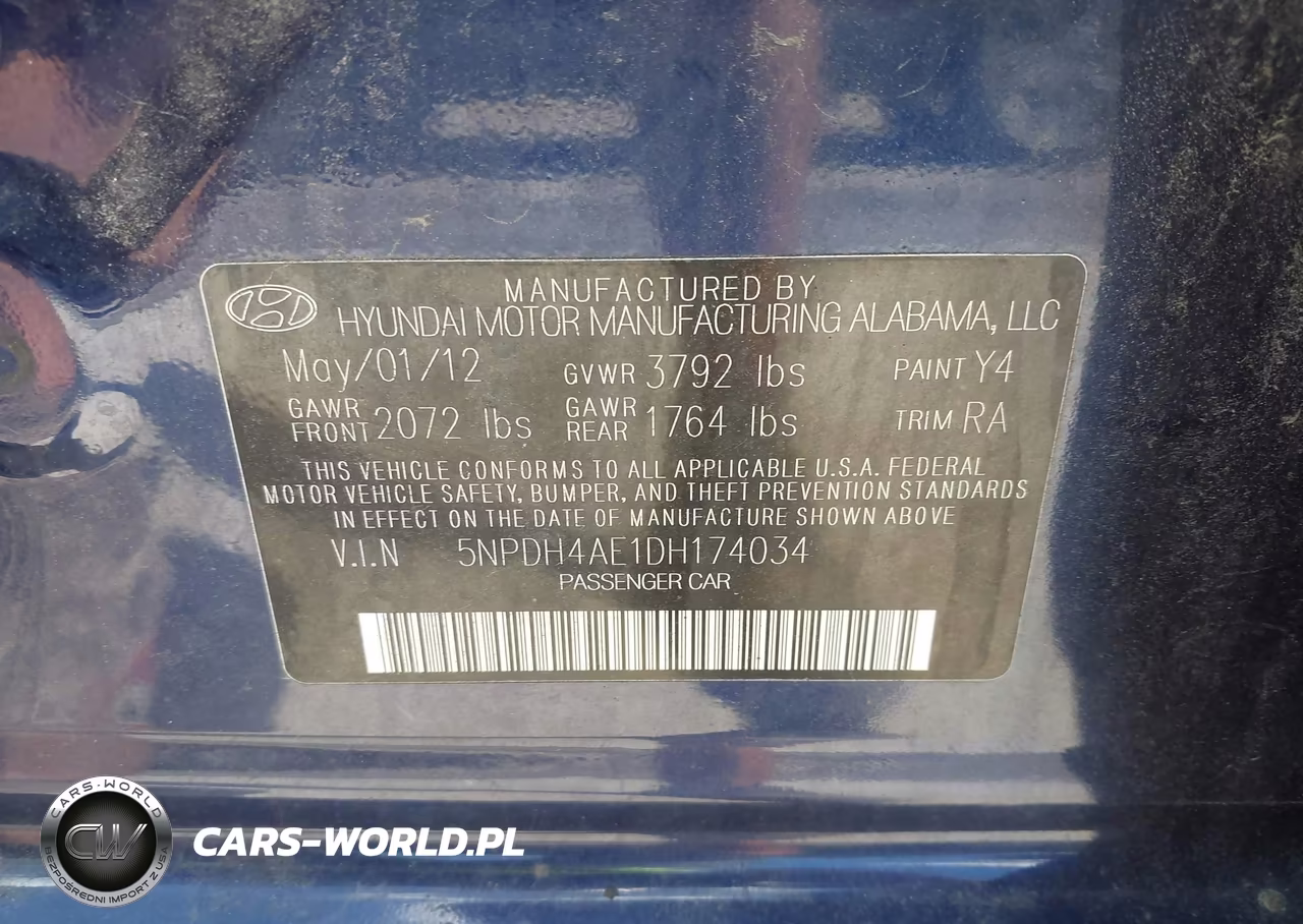 2013 Hyundai Elantra Gls VIN:5NPDH4AE1DH174034 - 9
