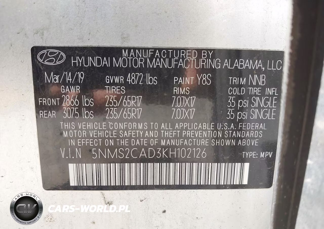 2019 Hyundai Santa Fe Se VIN:5NMS2CAD3KH102126 - 9