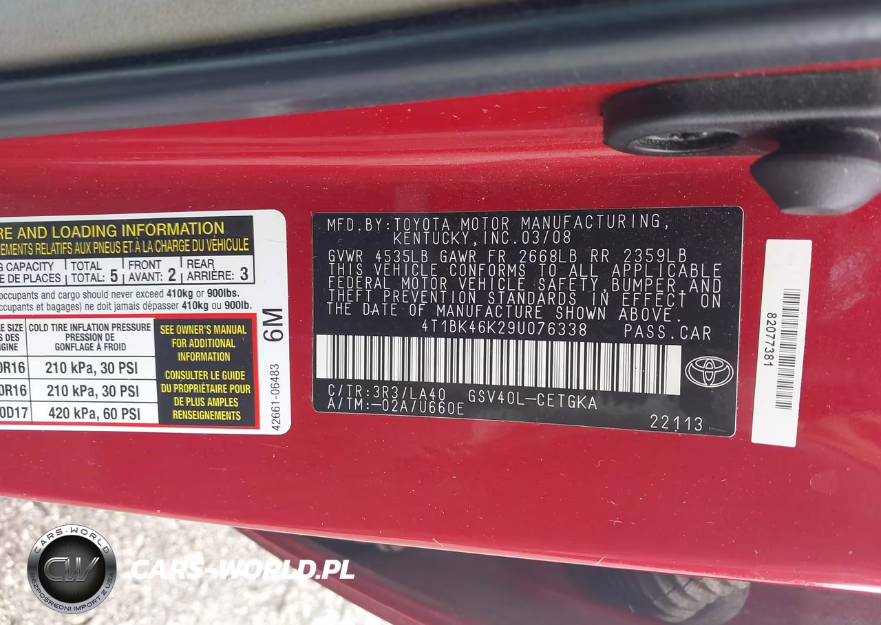 2009 Toyota Camry Xle V6 VIN:4T1BK46K29U076338 - 9
