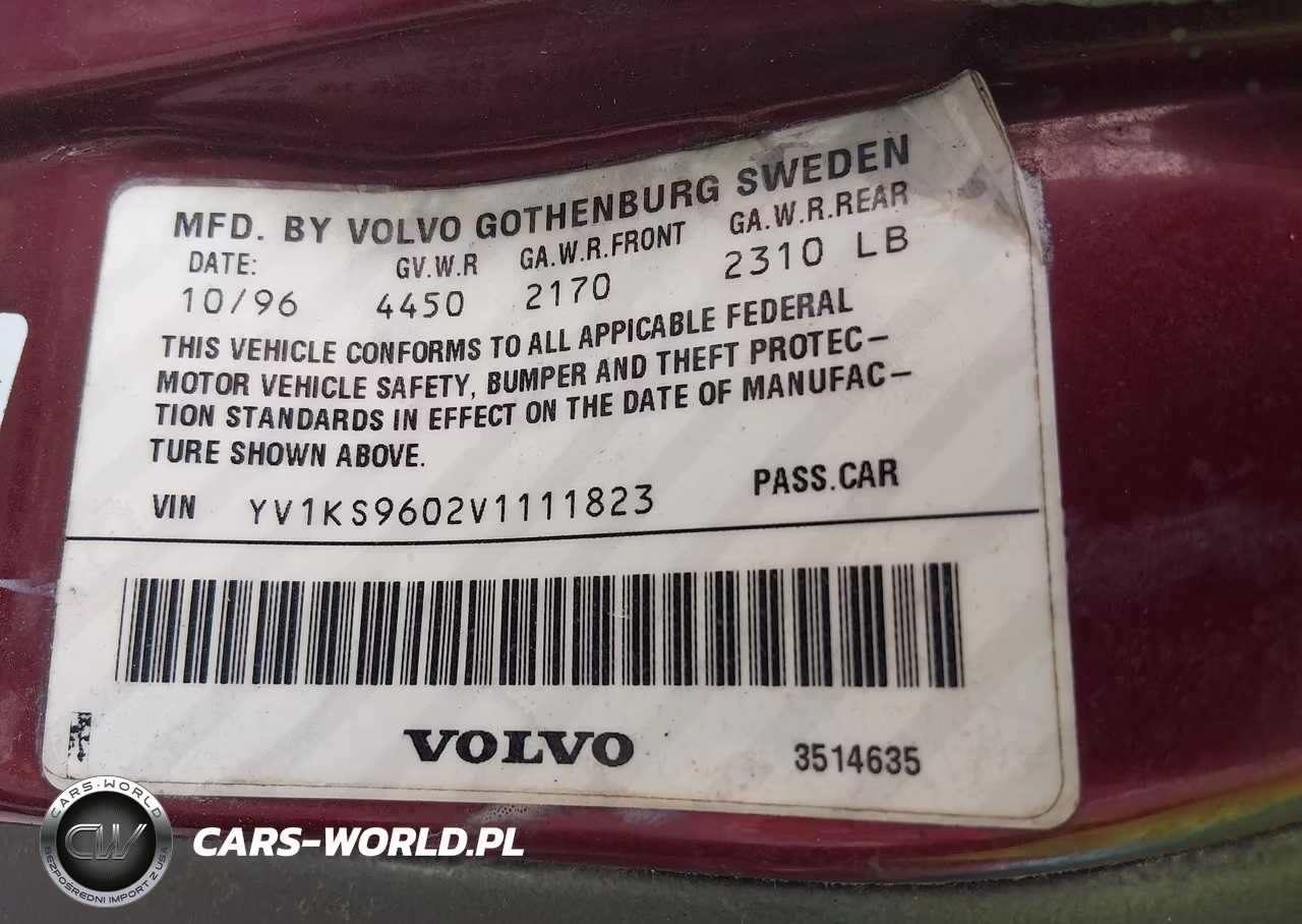 1997 Volvo 960 VIN:YV1KS9602V1111823 - 9